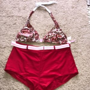 Women’s 2 Piece Swim Suit Red Size M New